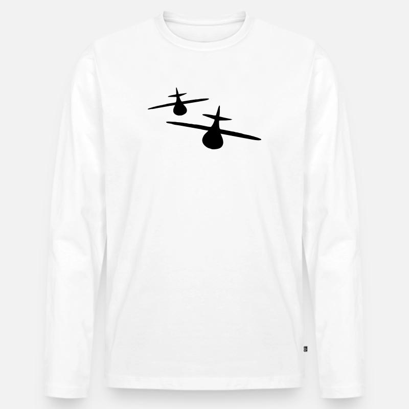 Zwei Flugzeuge - Männer Premium Bio Langarmshirt - Weiß
