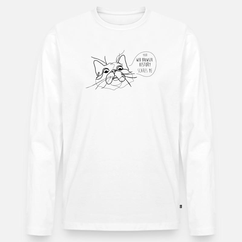 Cat Meme - Scary Webbrowser History - Männer Premium Bio Langarmshirt - Weiß