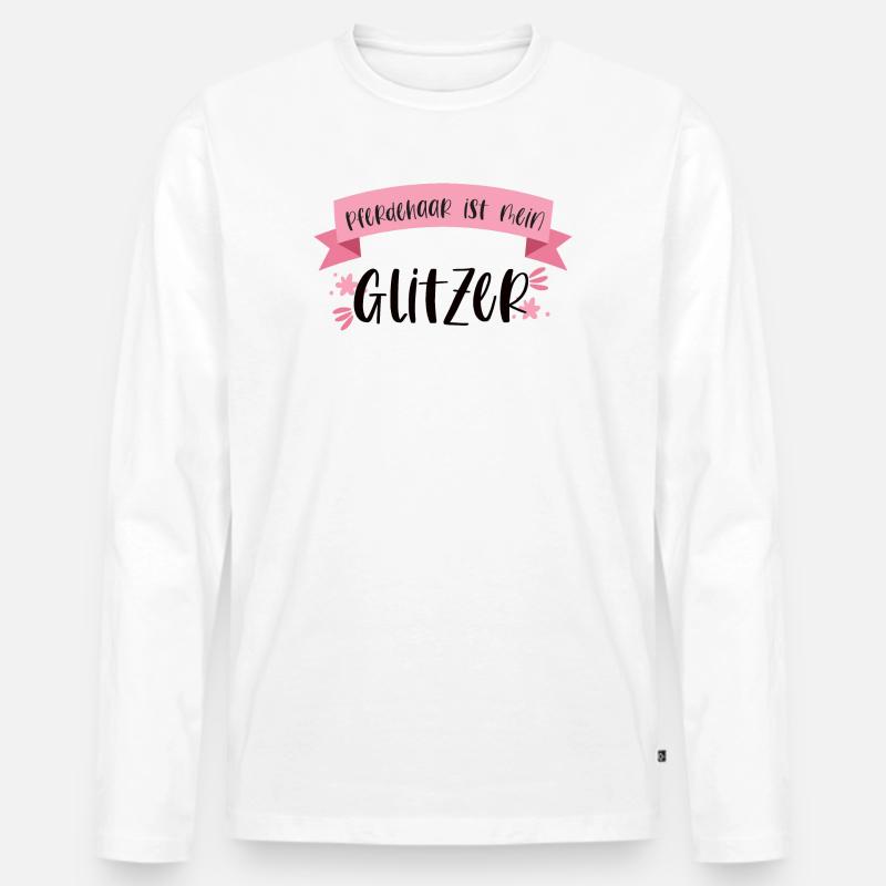 Pferd Reiten Glitzer Pferdehaar Pferde Geschenk - Männer Premium Bio Langarmshirt - Weiß