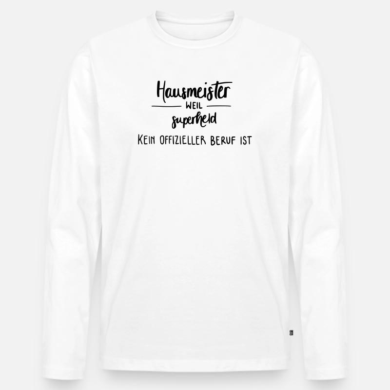 Hausmeister - Superheld! - Männer Premium Bio Langarmshirt - Weiß