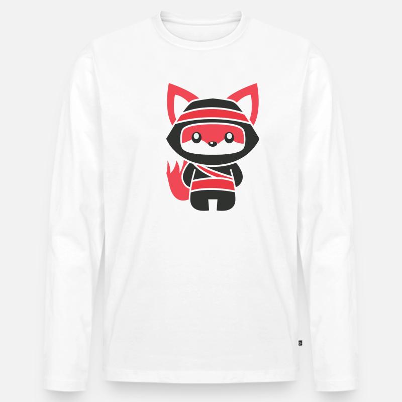 inimalistischer Ninja-Fuchs - Männer Premium Bio Langarmshirt - Weiß