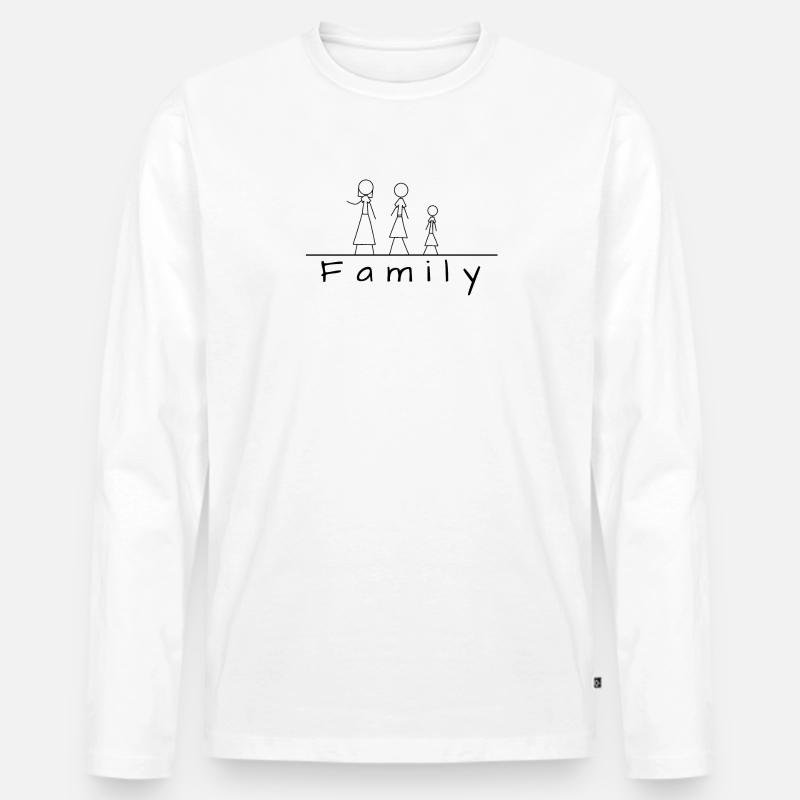 Strichmännchenfamilie - Männer Premium Bio Langarmshirt - Weiß