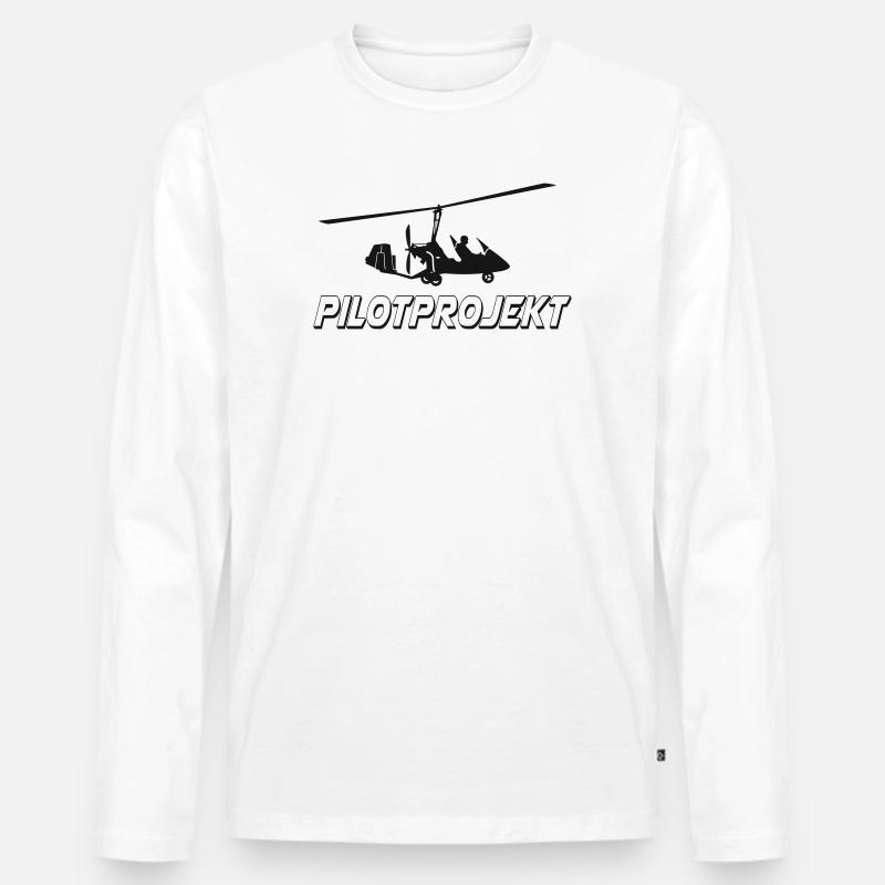 PILOTPROJEKT Tragschrauber - Männer Premium Bio Langarmshirt - Weiß