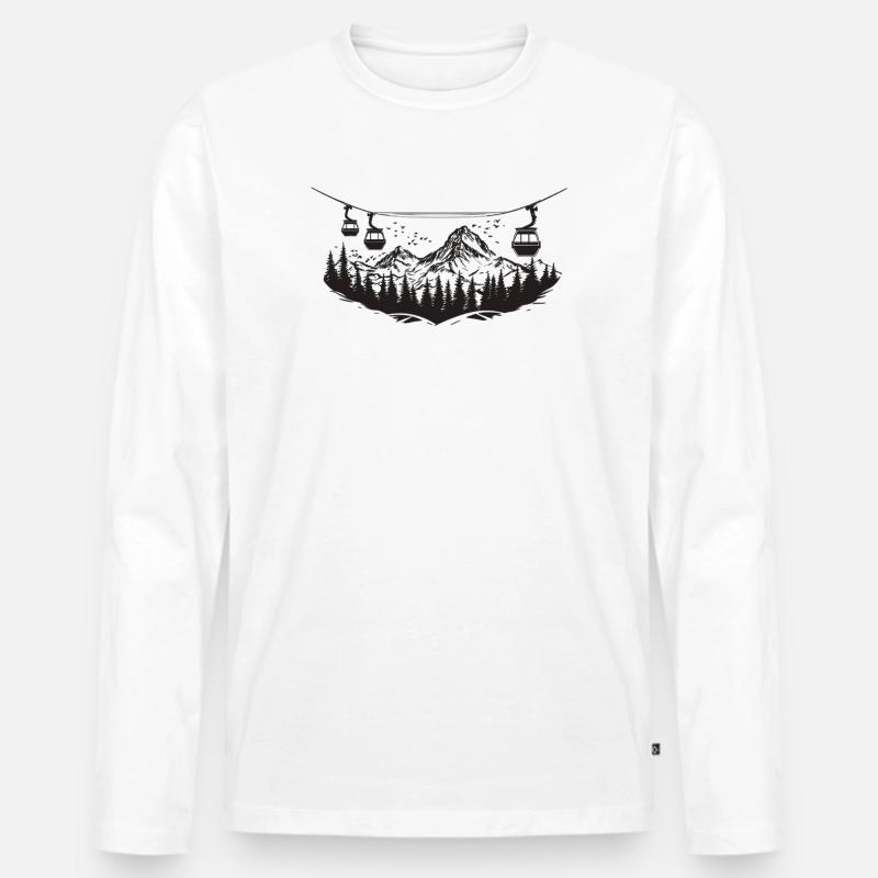 Mountain - Männer Premium Bio Langarmshirt - Weiß