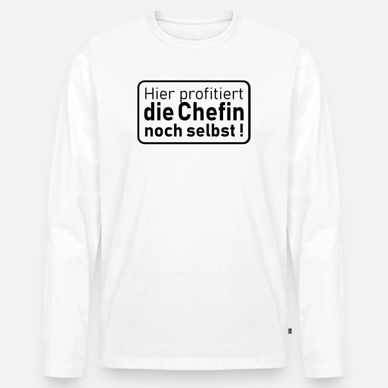 die Chefin noch selbst - Männer Premium Bio Langarmshirt - Weiß