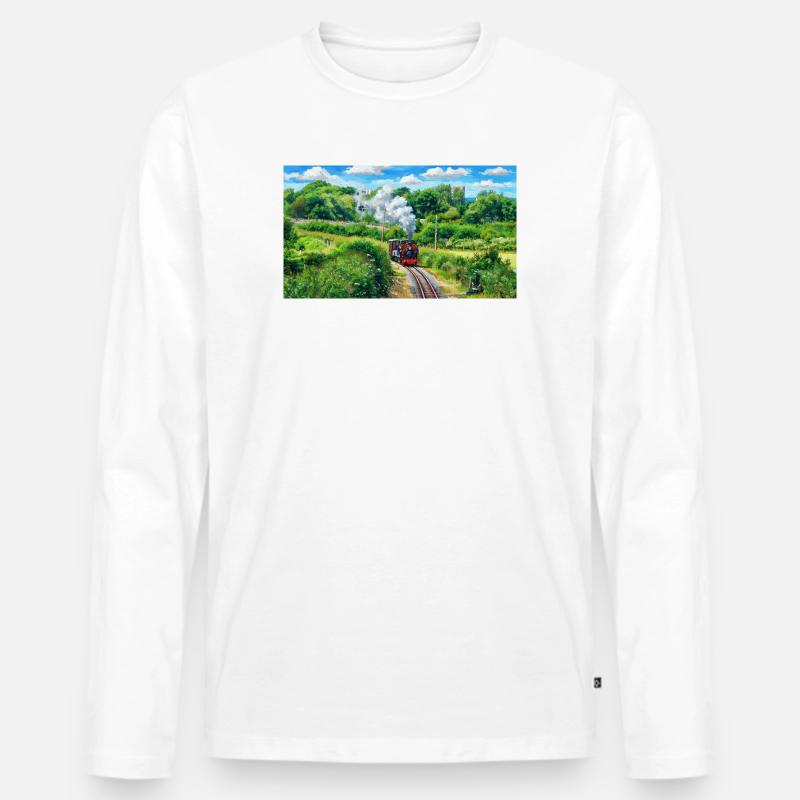 Eisenbahn mit einem Herzen aus Gold - Männer Premium Bio Langarmshirt - Weiß
