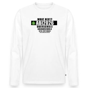 Abi 2026 - what next? - Männer Premium Bio Langarmshirt - Weiß - Vorne - Nico (187cm)
