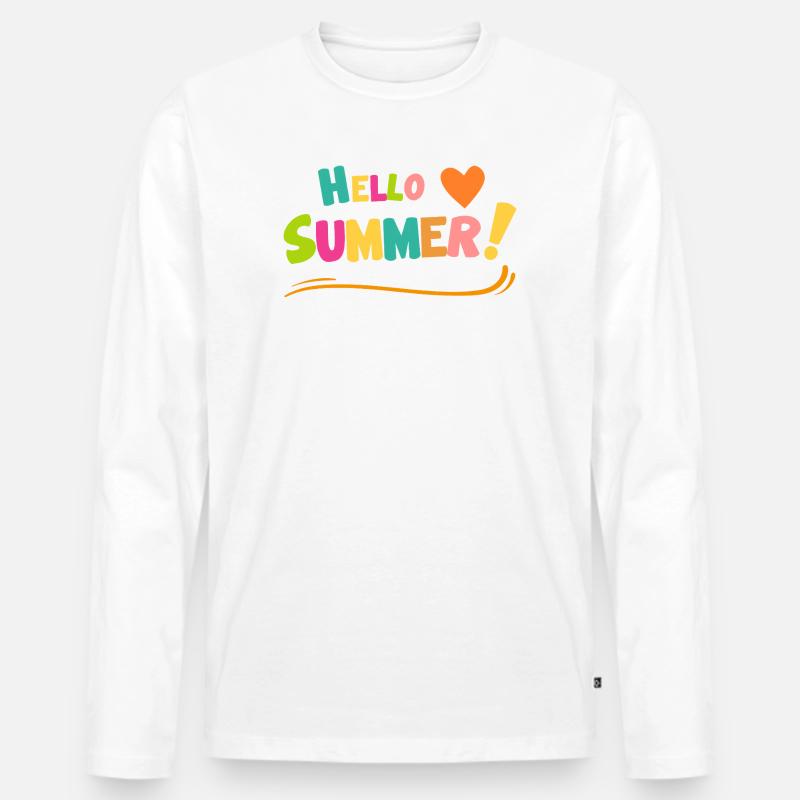 Hello Summer Farbexplosion - Männer Premium Bio Langarmshirt - Weiß