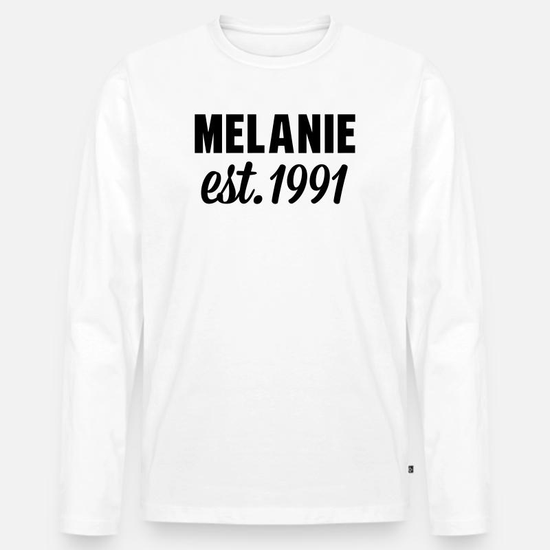 Melanie est 1991 - Männer Premium Bio Langarmshirt - Weiß