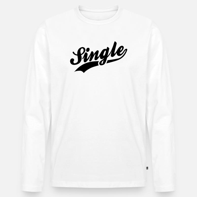 Single - Männer Premium Bio Langarmshirt - Weiß