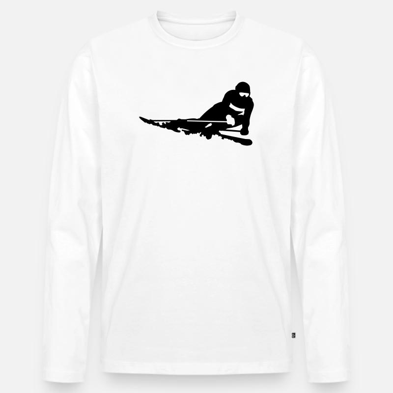 Skifahrer - Männer Premium Bio Langarmshirt - Weiß