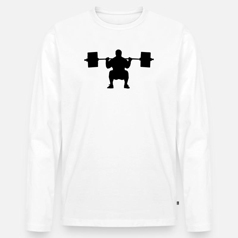 Gewichtheber Schattenfigur - Männer Premium Bio Langarmshirt - Weiß
