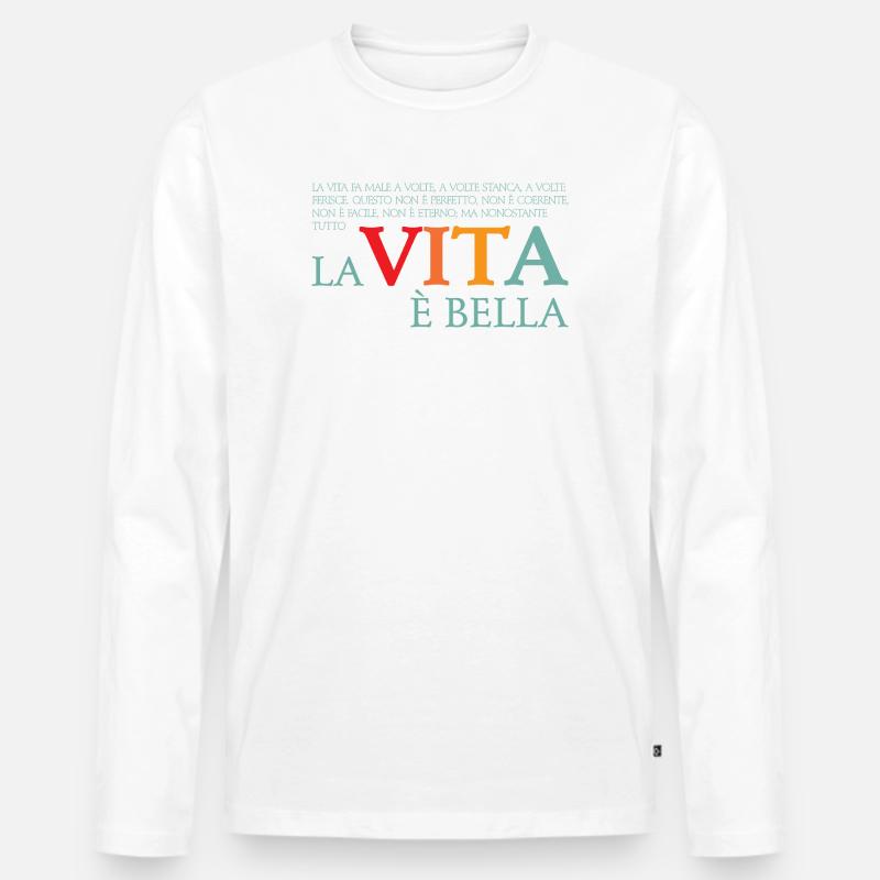La vita e bella - Männer Premium Bio Langarmshirt - Weiß