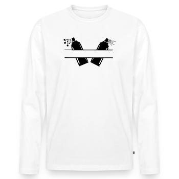 Two paint spray cans - Men's Premium Organic Long Sleeve Shirt - white - Front - Nico (187cm)