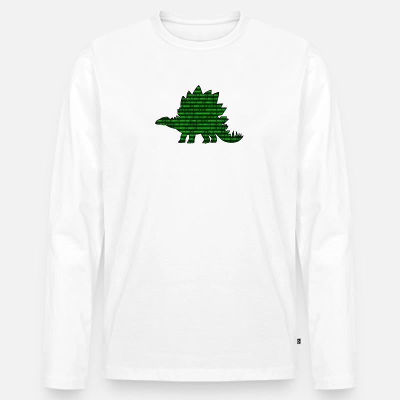 Digital Dinosaur - Männer Premium Bio Langarmshirt - Weiß