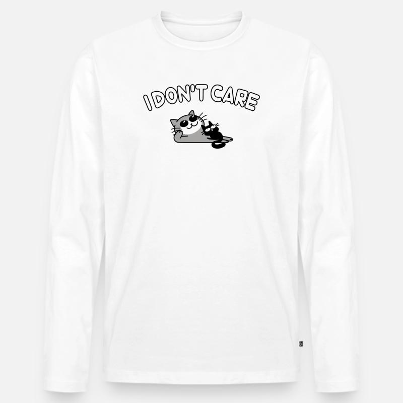 Katzen Spruch es ist mir egal - Männer Premium Bio Langarmshirt - Weiß