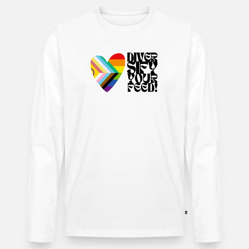 🌈♿ Diversify Your Feed –Progress Pride&Disability - Männer Premium Bio Langarmshirt - Weiß