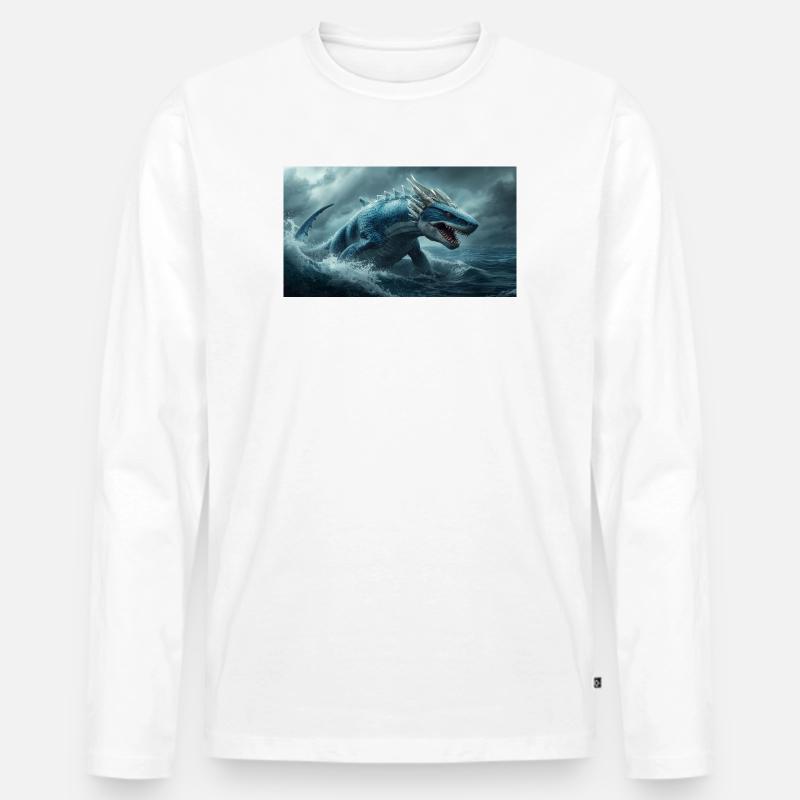 Drachenhai2 - Männer Premium Bio Langarmshirt - Weiß