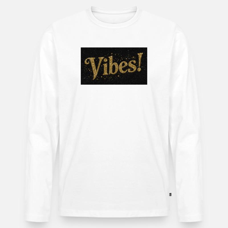 Vibes Glitzer Gold auf Schwarz - Männer Premium Bio Langarmshirt - Weiß