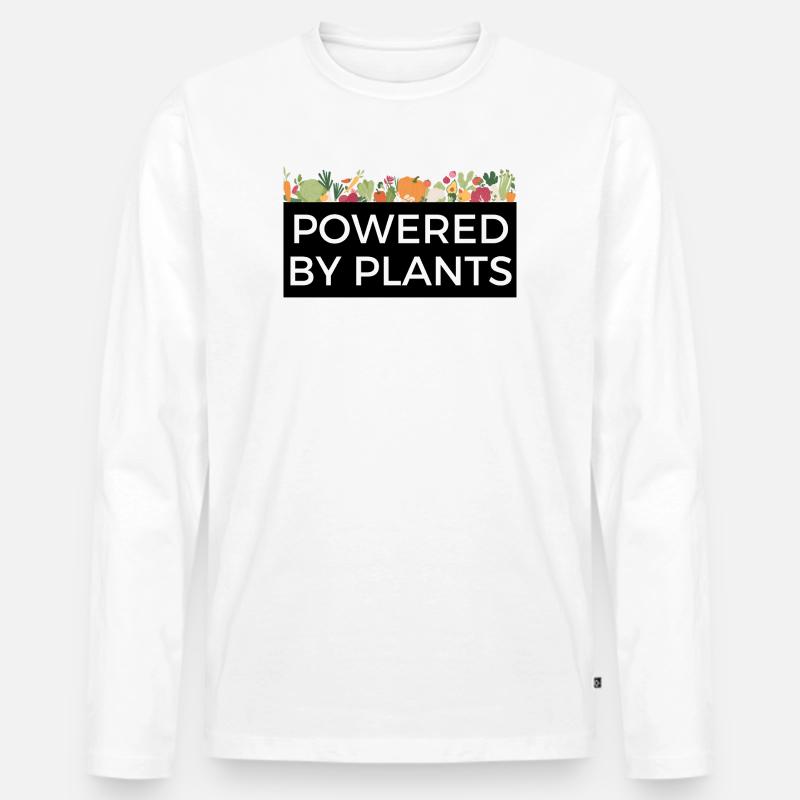 Powered by Plants Tee Design Veggie - Männer Premium Bio Langarmshirt - Weiß