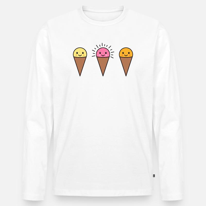 Kawaii Eis in der Waffel - Männer Premium Bio Langarmshirt - Weiß