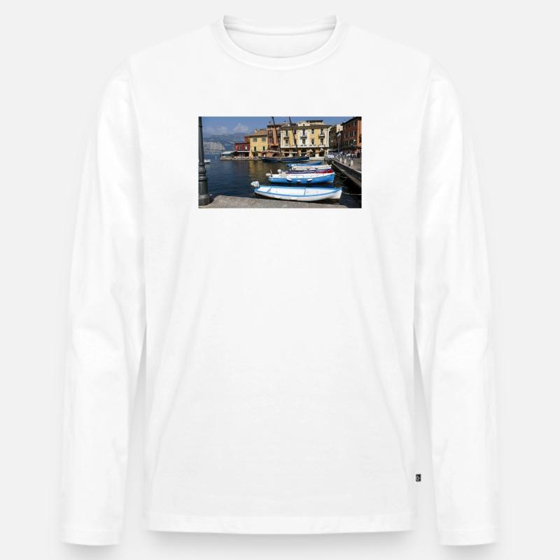 Malcesine am Gardasee - Männer Premium Bio Langarmshirt - Weiß