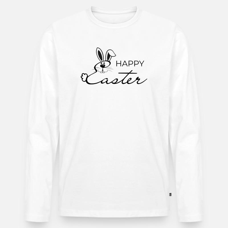 Happy Easter - Männer Premium Bio Langarmshirt - Weiß