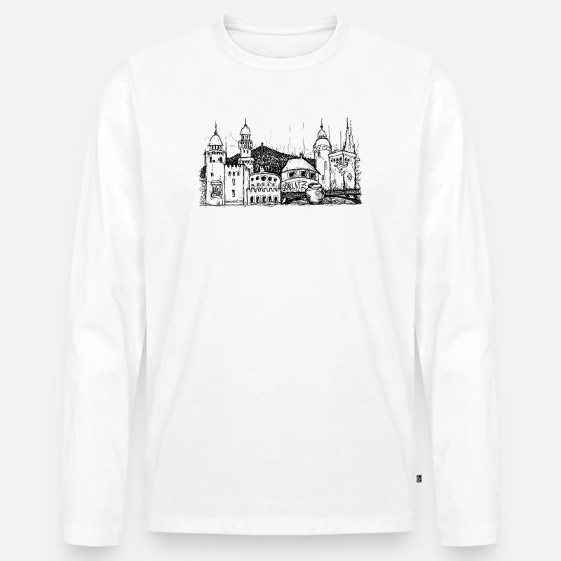 Görlitz Skyline - Männer Premium Bio Langarmshirt - Weiß