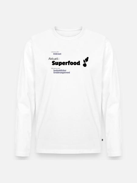aktuelles Superfood - Männer Premium Bio Langarmshirt - Weiß