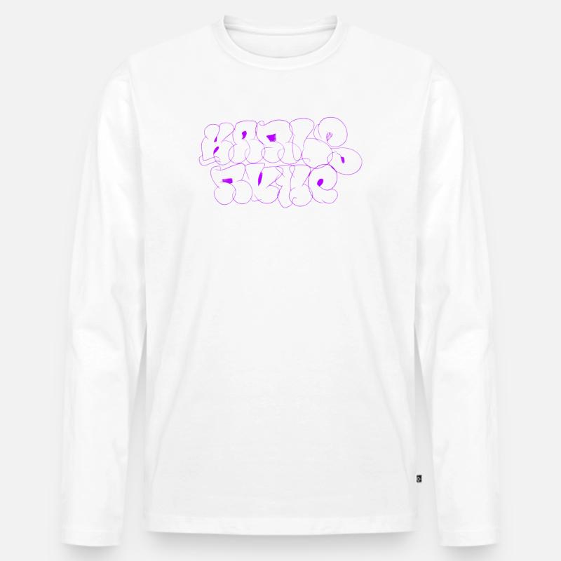 Lila Karlsruhe Throw-Up Graffiti - Männer Premium Bio Langarmshirt - Weiß