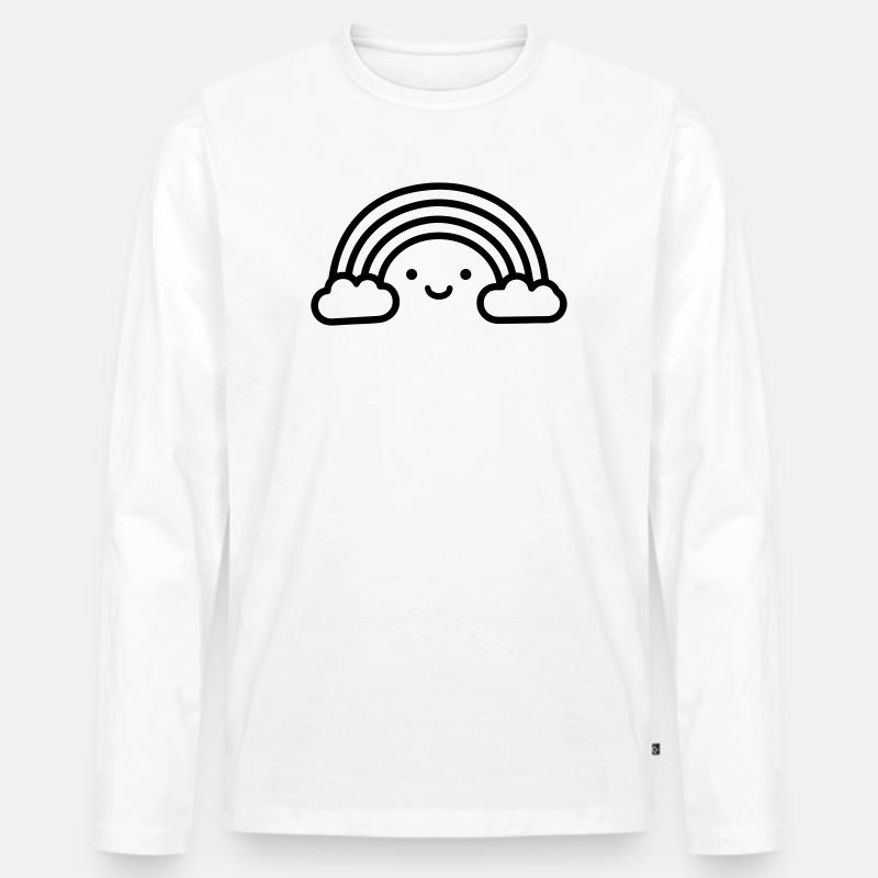 Regenbogen - Männer Premium Bio Langarmshirt - Weiß