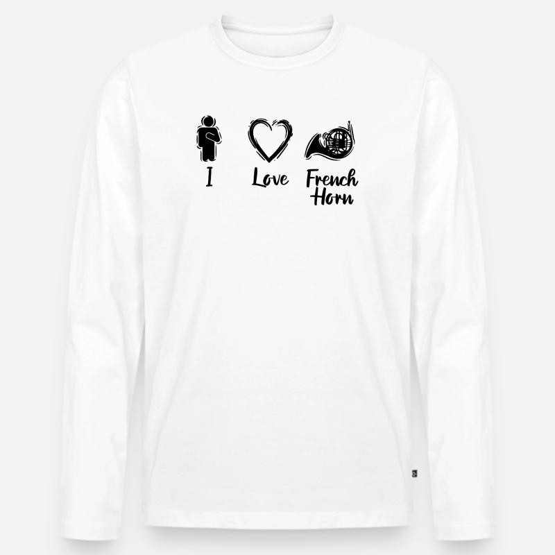 Waldhorn Liebe - Männer Premium Bio Langarmshirt - Weiß