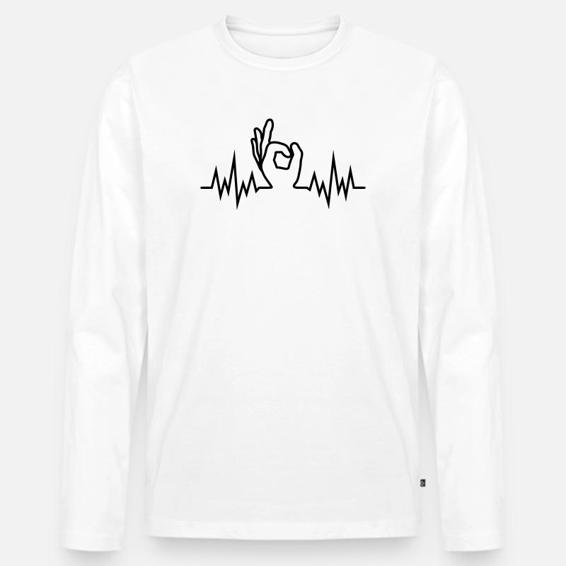 Wave-Finger-Hole - Männer Premium Bio Langarmshirt - Weiß