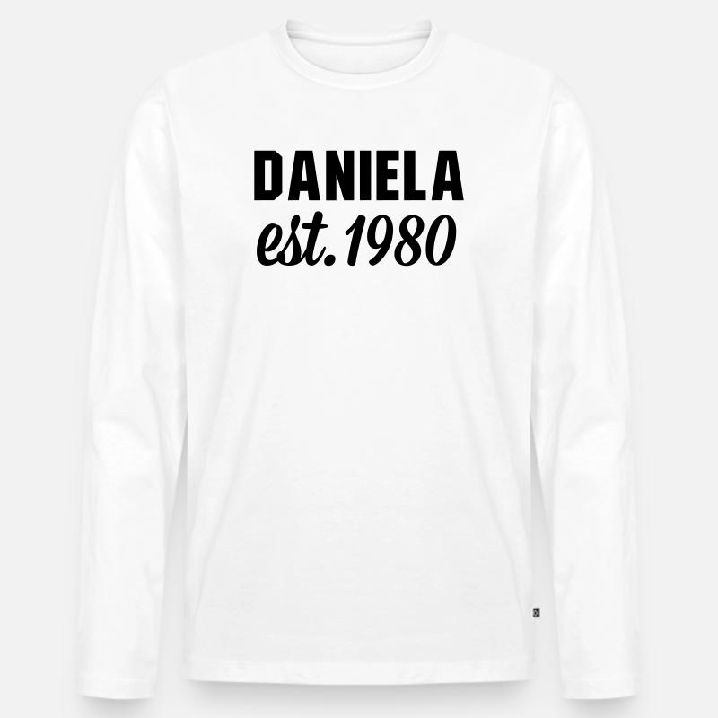 Daniela est 1980 - Männer Premium Bio Langarmshirt - Weiß