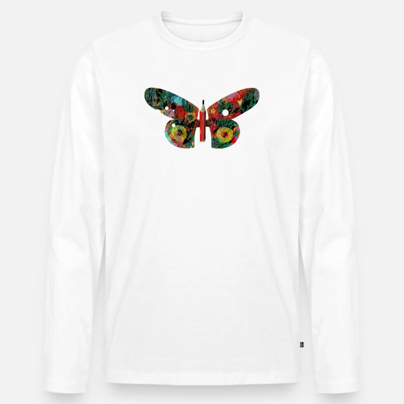 Bunter GraffitiSchmetterling - Männer Premium Bio Langarmshirt - Weiß