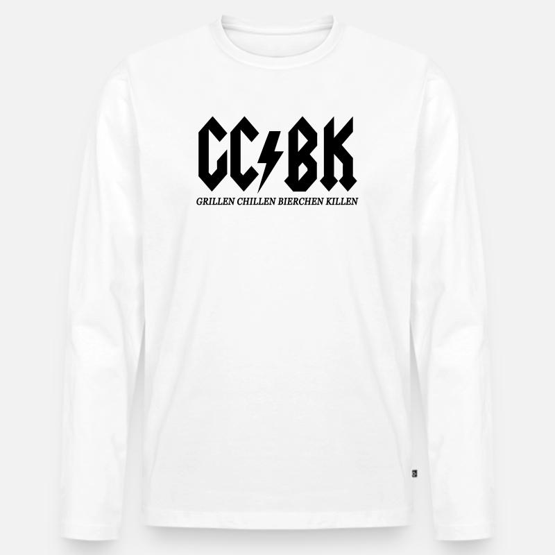Grillen Chillen Bierchen Killen - Männer Premium Bio Langarmshirt - Weiß