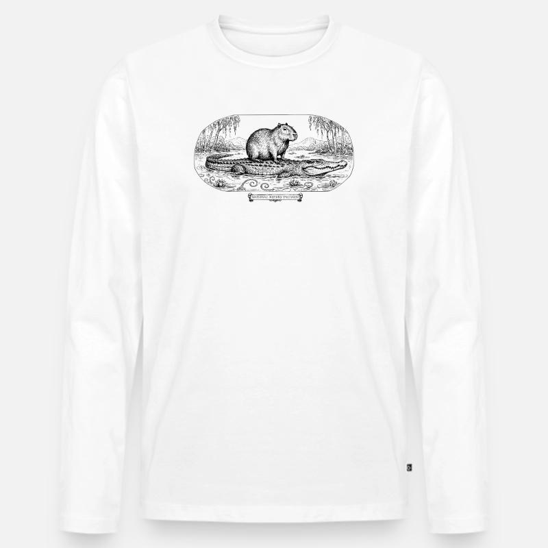 Croc und Capybara - Männer Premium Bio Langarmshirt - Weiß