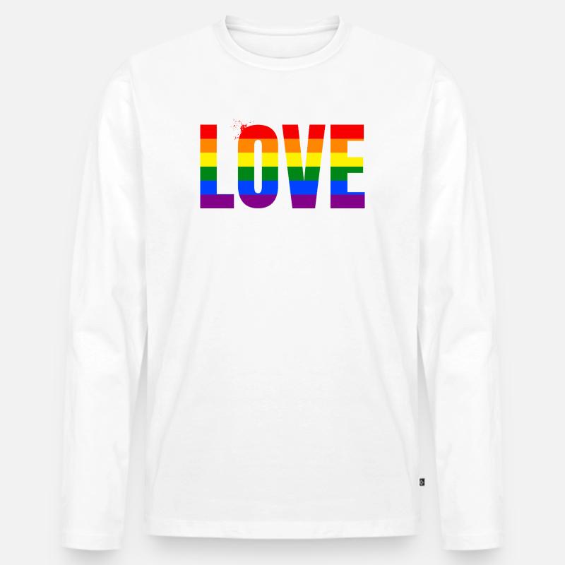 LOVE Rainbow Statement – Bold Equality Message - Männer Premium Bio Langarmshirt - Weiß