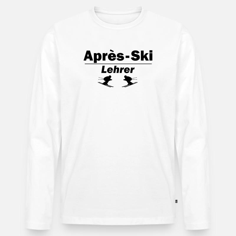 Après-Ski Lehrer - Männer Premium Bio Langarmshirt - Weiß