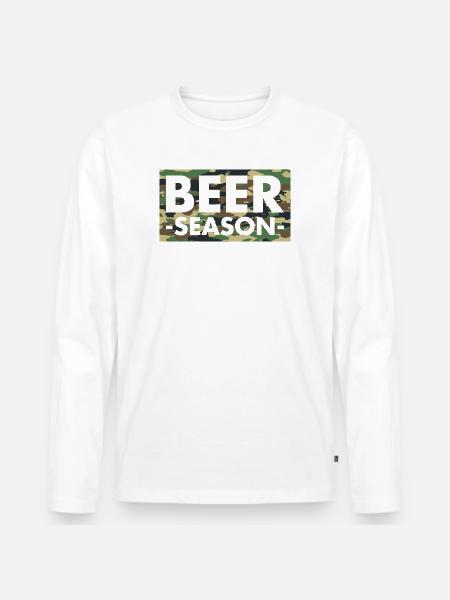 Beer Season - Bier Saison - Männer Premium Bio Langarmshirt - Weiß