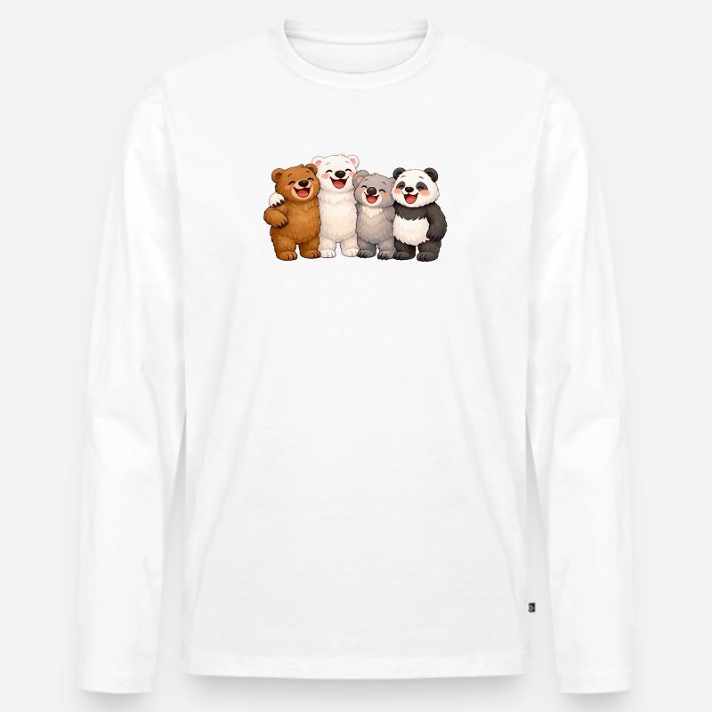 Vier Bären in Freundschaft - Männer Premium Bio Langarmshirt - Weiß