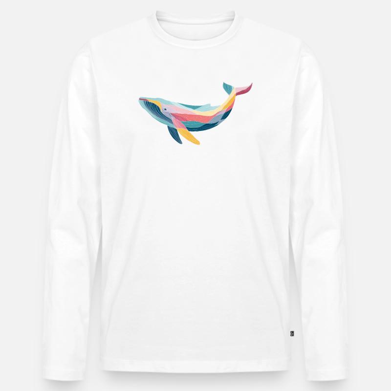 Wal, Meerestier - Männer Premium Bio Langarmshirt - Weiß