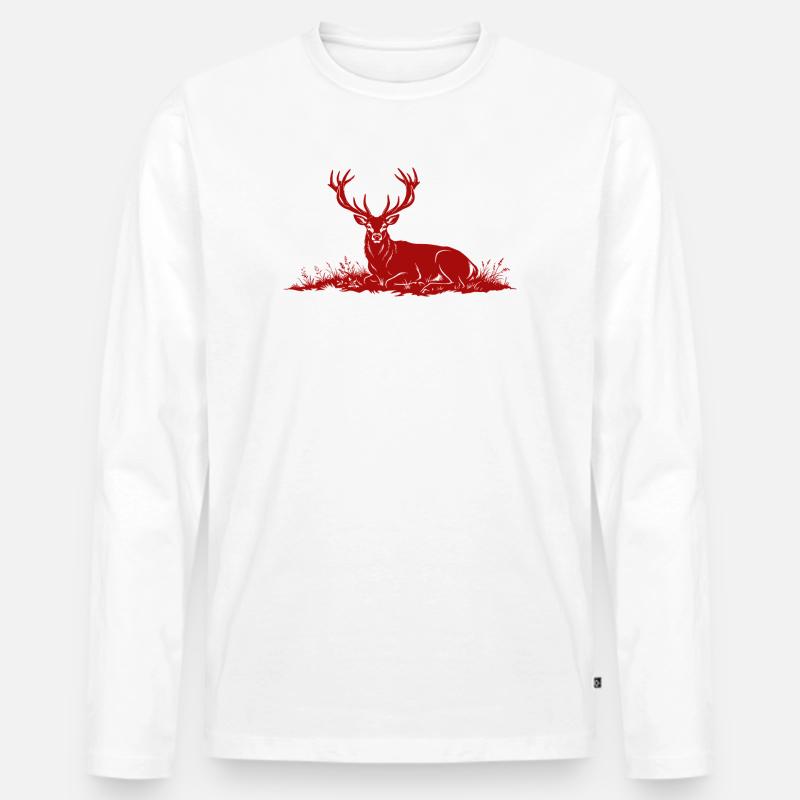Cervi - Maglia a manica lunga ecologica premium da uomo - bianco