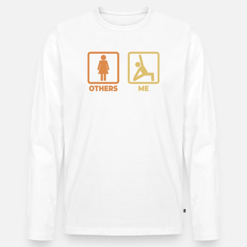 Yoga Strichmännchen - Männer Premium Bio Langarmshirt - Weiß