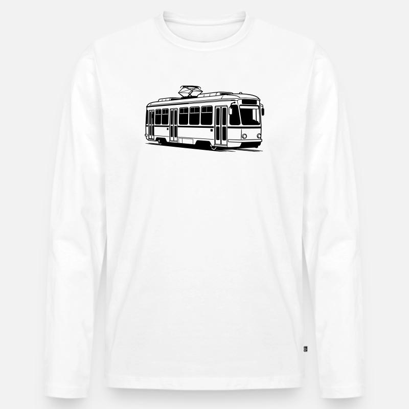 Straßenbahn - Männer Premium Bio Langarmshirt - Weiß