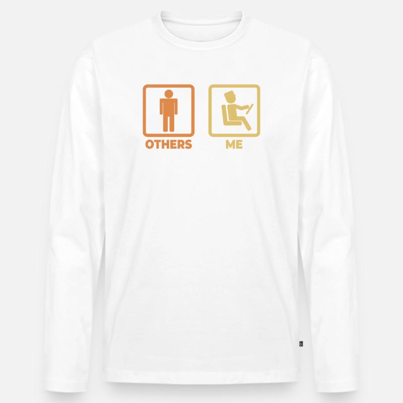Busfahrer Strichmännchen - Männer Premium Bio Langarmshirt - Weiß