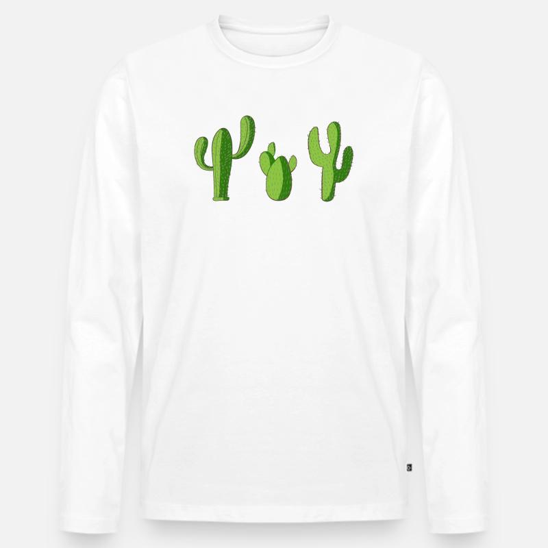 Kaktus - Männer Premium Bio Langarmshirt - Weiß
