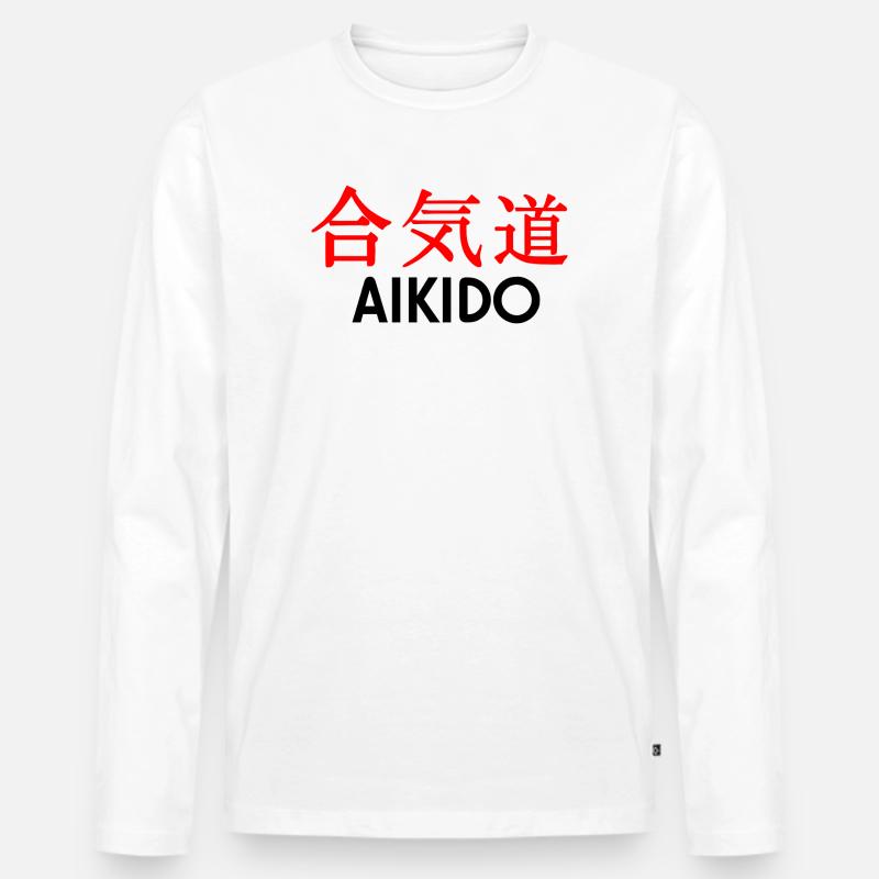 Aikido Kanji - Männer Premium Bio Langarmshirt - Weiß