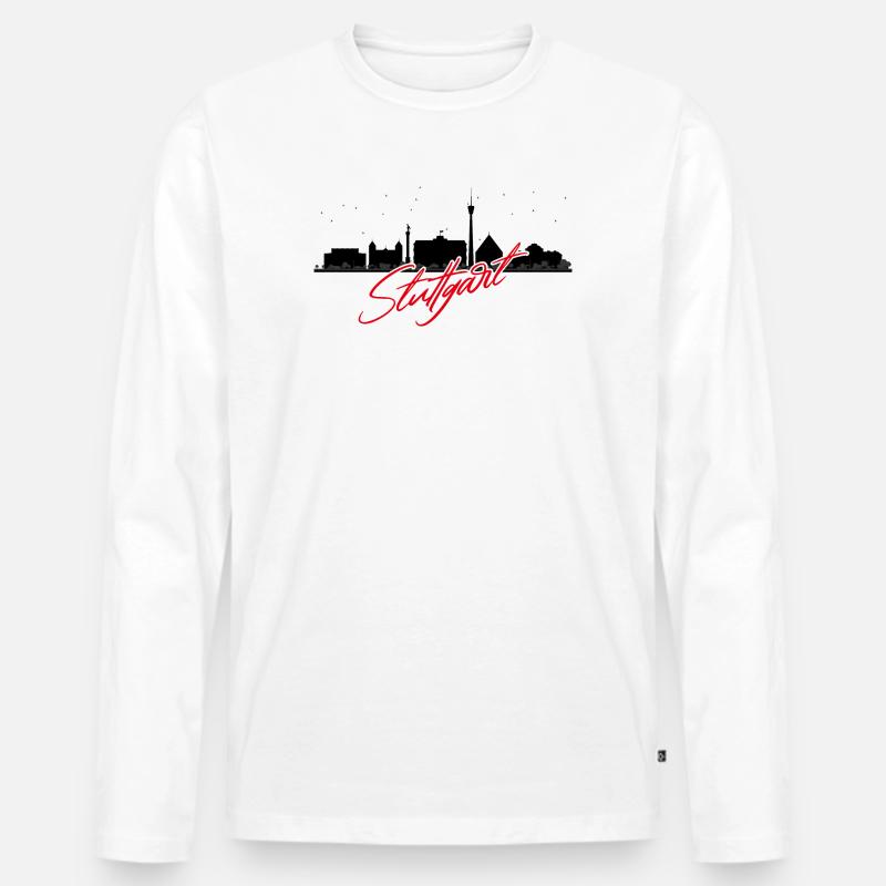 Silhouette Stuttgart - Männer Premium Bio Langarmshirt - Weiß