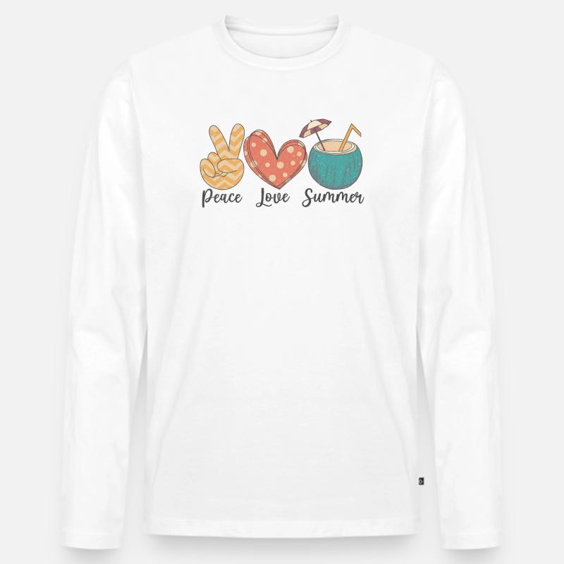 Frieden Liebe Sommer - Männer Premium Bio Langarmshirt - Weiß